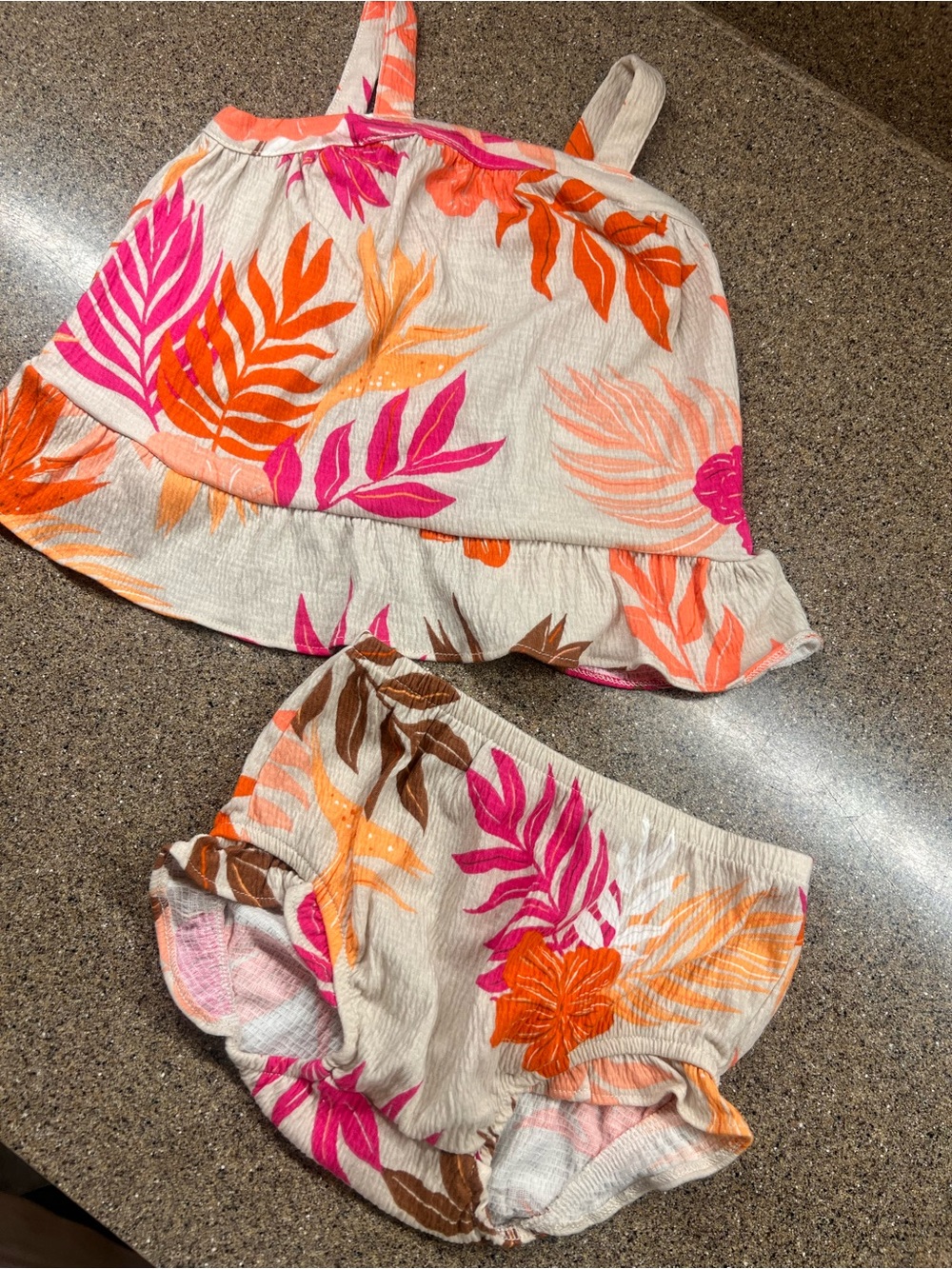Carter's Girls Floral Tankini in Pink, Orange & Brown